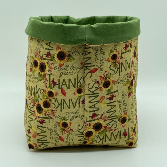 Fall Thanksgiving Fabric Basket / Fall Decor / Storage and Organizer Bin - Picture 3 of 3